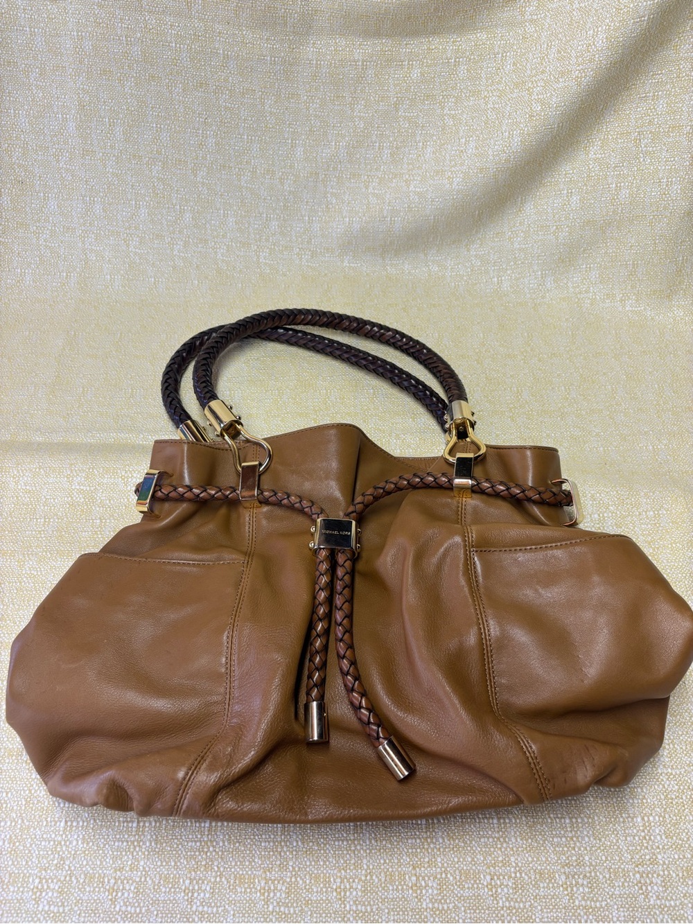 Michael Kors Brown Braided-Handle Shoulder Bag